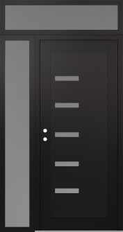 Diamond C8 48" x 96" black/white frosted Glass Panel black RHI with Sidelite and Transom frosted Glass