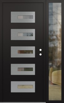 Diamond D6 52" x 80" black/black clear Glass Panel stainless steel LHI with Sidelite clear Glass