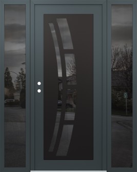 Diamond C12 64" x 80" anthracite/anthracite mirrored Glass Panel black RHI with 2 Sidelites mirrored Glass