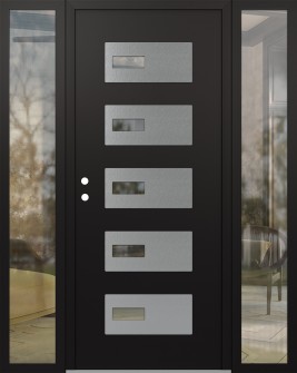 Diamond D7 68" x 80" black/black Clear Glass Panel Stainless steel RHI with 2 Sidelites Clear Glass