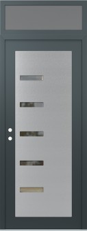 Diamond C8 36" x 96" anthracite/anthracite clear Glass Panel stainless steel RHI with Transom frosted Glass