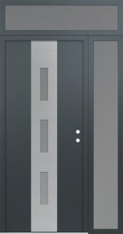 DIAMOND A7 50" X 96" ANTHRACITE/ANTHRACITE FROSTED GLASS PANEL STAINLESS STEEL LHI WITH SIDELITE AND TRANSOM FROSTED GLASS