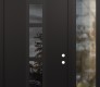 Modern Steel Front Door DIAMOND A10 50" X 96" BLACK/BLACK MIRRORED GLASS PANEL BLACK LHI WITH SIDELITE AND TRANSOM CLEAR GLASS
