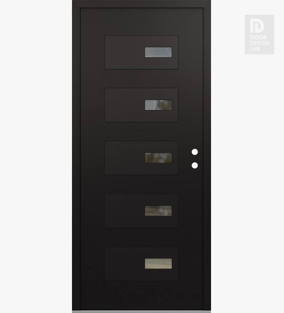 Modern Steel Front Door Diamond D7 36" x 80" black/black clear Glass Panel black LHI