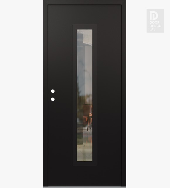 Modern Steel Front Door DIAMOND A11 36" X 80" BLACK/BLACK CLEAR GLASS PANEL BLACK RHI