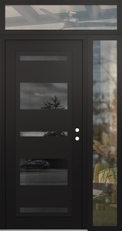 Diamond C10 50" x 96" black/black mirrored Glass Panel black LHI with Sidelite and Transom clear Glass