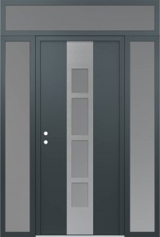 DIAMOND A10 64" X 96" ANTHRACITE/ANTHRACITE FROSTED GLASS PANEL STAINLESS STEEL RHI WITH 2 SIDELITES AND TRANSOM FROSTED GLASS