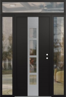DIAMOND A10 60" X 96" BLACK/BLACK CLEAR GLASS PANEL STAINLESS STEEL LHI WITH 2 SIDELITES AND TRANSOM CLEAR GLASS