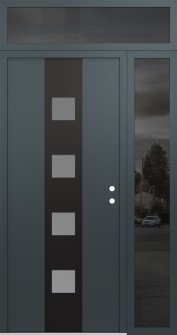 DIAMOND A12 48" X 96" ANTHRACITE/ANTHRACITE FROSTED GLASS PANEL BLACK LHI WITH SIDELITE AND TRANSOM MIRRORED GLASS