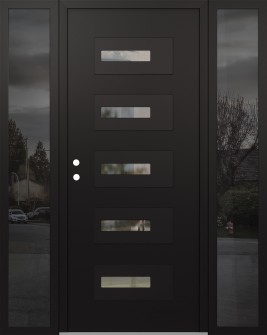 Diamond D6 64" x 80" black/black clear Glass Panel black RHI with 2 Sidelites mirrored Glass