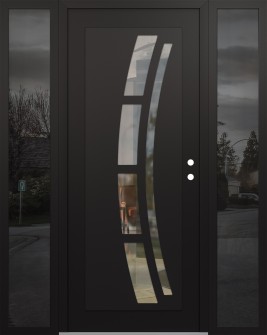 Diamond C12 60" x 80" black/black clear Glass Panel black LHI with 2 Sidelites mirrored Glass