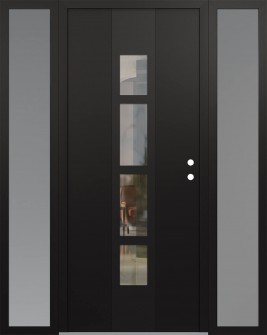 DIAMOND A10 64" X 80" BLACK/BLACK CLEAR GLASS PANEL BLACK LHI WITH 2 SIDELITES FROSTED GLASS