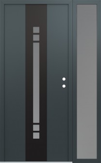 DIAMOND A4 52" X 80" ANTHRACITE/ANTHRACITE FROSTED GLASS PANEL BLACK LHI WITH SIDELITE FROSTED GLASS