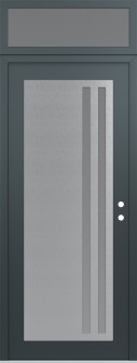 Diamond C6 36" x 96" anthracite/anthracite frosted Glass Panel stainless steel LHI with Transom frosted Glass
