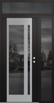 Diamond C15 52" x 96" black/black mirrored Glass Panel stainless steel LHI with Sidelite and Transom mirrored Glass