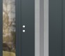 Modern Steel Front Door DIAMOND A2 52" X 80" ANTHRACITE/ANTHRACITE FROSTED GLASS PANEL STAINLESS STEEL RHI WITH SIDELITE CLEAR GLASS