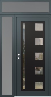 Diamond C3 52" x 96" anthracite/anthracite clear Glass Panel black RHI with Sidelite and Transom frosted Glass