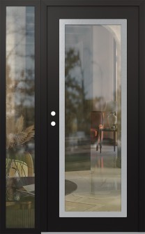 Diamond C1 48" x 80" black/black clear Glass Panel stainless steel RHI with Sidelite clear Glass