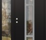 Modern Steel Front Door DIAMOND A9 48" X 80" BLACK/BLACK CLEAR GLASS PANEL STAINLESS STEEL RHI WITH SIDELITE CLEAR GLASS