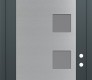 Modern Steel Front Door Diamond C5 36" x 96" anthracite/anthracite frosted Glass Panel stainless steel LHI with Transom frosted Glass