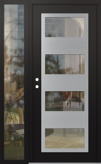 Diamond C2 48" x 80" black/black clear Glass Panel stainless steel RHI with Sidelite clear Glass