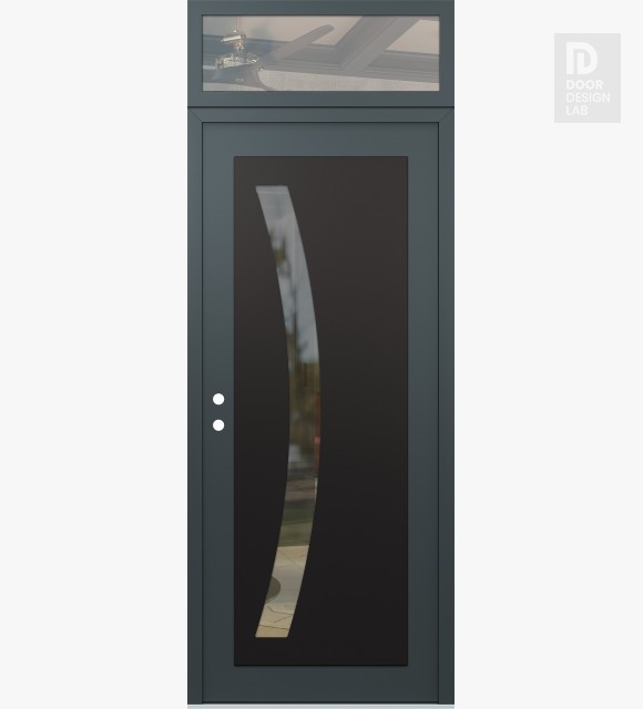 Modern Steel Front Door Diamond C4 36" x 96" anthracite/anthracite clear Glass Panel black RHI with Transom clear Glass