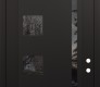 Modern Steel Front Door Diamond C3 36" x 96" black/black mirrored Glass Panel black LHI with Transom mirrored Glass