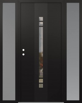 DIAMOND A4 68" X 80" BLACK/BLACK CLEAR GLASS PANEL BLACK RHI WITH 2 SIDELITES FROSTED GLASS