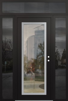 Diamond C1 64" x 96" black/black clear Glass Panel stainless steel LHI with 2 Sidelites and Transom mirrored Glass