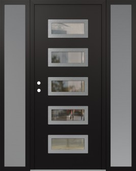 Diamond D1 68" x 80" black/black clear Glass Panel stainless steel RHI with 2 Sidelites frosted Glass