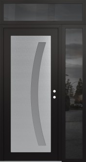 Diamond C4 52" x 96" black/white frosted Glass Panel stainless steel LHI with Sidelite and Transom mirrored Glass