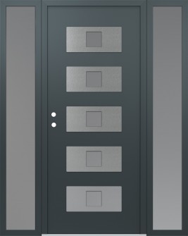 Diamond D8 60" x 80" anthracite/anthracite frosted Glass Panel stainless steel RHI with 2 Sidelites frosted Glass