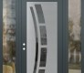 Modern Steel Front Door Diamond C12 68" x 96" anthracite/anthracite mirrored Glass Panel stainless steel RHI with 2 Sidelites and Transom clear Glass