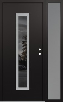 DIAMOND A11 48" X 80" BLACK/BLACK MIRRORED GLASS PANEL STAINLESS STEEL LHI WITH SIDELITE FROSTED GLASS