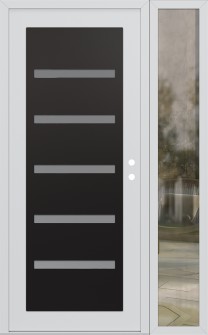 Diamond C7 50" x 80" white/white frosted Glass Panel black LHI with Sidelite clear Glass