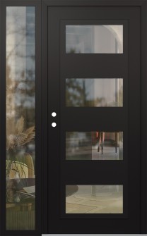 Diamond C2 48" x 80" black/black clear Glass Panel black RHI with Sidelite clear Glass