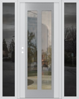 Diamond C14 68" x 80" white/white clear Glass Panel stainless steel RHI with 2 Sidelites mirrored Glass