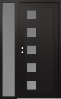 Diamond C5 52" x 80" black/white frosted Glass Panel black RHI with Sidelite frosted Glass