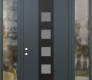 Modern Steel Front Door DIAMOND A13 64" X 96" ANTHRACITE/ANTHRACITE FROSTED GLASS PANEL BLACK RHI WITH 2 SIDELITES AND TRANSOM CLEAR GLASS