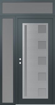 Diamond C3 48" x 96" anthracite/anthracite frosted Glass Panel stainless steel RHI with Sidelite and Transom frosted Glass