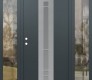Modern Steel Front Door DIAMOND A3 60" X 80" ANTHRACITE/ANTHRACITE FROSTED GLASS PANEL STAINLESS STEEL RHI WITH 2 SIDELITES CLEAR GLASS