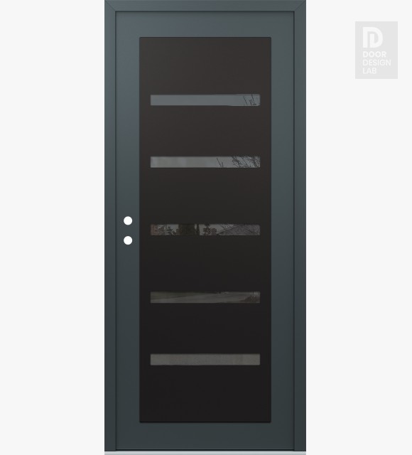 Modern Steel Front Door Diamond C7 36" x 80" anthracite/anthracite mirrored Glass Panel black RHI