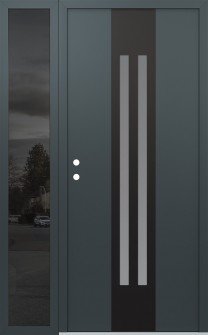 DIAMOND A8 48" X 80" ANTHRACITE/ANTHRACITE FROSTED GLASS PANEL BLACK RHI WITH SIDELITE MIRRORED GLASS