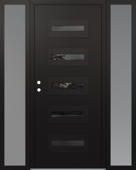 Diamond D4 64" x 80" black/black Mirrored Glass Panel black RHI with 2 Sidelites frosted Glass