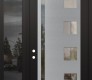 Modern Steel Front Door Diamond C3 50" x 96" black/black clear Glass Panel stainless steel RHI with Sidelite and Transom mirrored Glass