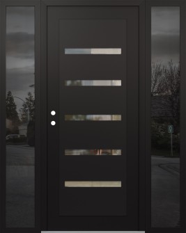 Diamond C7 60" x 80" black/black clear Glass Panel black RHI with 2 Sidelites mirrored Glass