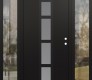 Modern Steel Front Door DIAMOND A10 60" X 80" BLACK/WHITE FROSTED GLASS PANEL BLACK LHI WITH 2 SIDELITES CLEAR GLASS