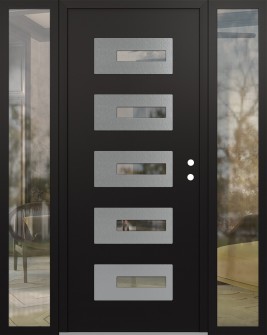 Diamond D6 60" x 80" black/black clear Glass Panel stainless steel LHI with 2 Sidelites clear Glass