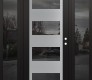 Modern Steel Front Door Diamond C2 60" x 80" black/black mirrored Glass Panel stainless steel LHI with 2 Sidelites mirrored Glass
