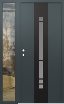 DIAMOND A3 50" X 80" ANTHRACITE/ANTHRACITE FROSTED GLASS PANEL BLACK RHI WITH SIDELITE CLEAR GLASS